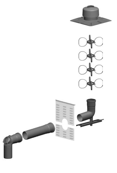 ATEC Abgas Schacht-Set DN80 inkl. Verbindungsleitung Schornstein Kamin Abgas Rohr