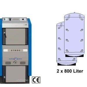 Atmos Holzvergaser DC-25 GSE 25 kW Pufferspeicher Holz-Kessel-Heizung Speicher