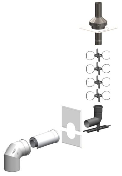 ATEC Abgas Schacht-Set DN 80/125 – DN 80 mit Verbindungsleitung