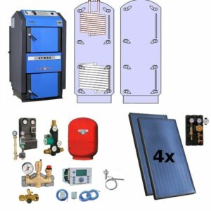 Atmos Paket P 39 Holzvergaserkessel DC 25 GSE 25 kW PAWS & PAP Pufferspeicher Solaranlage