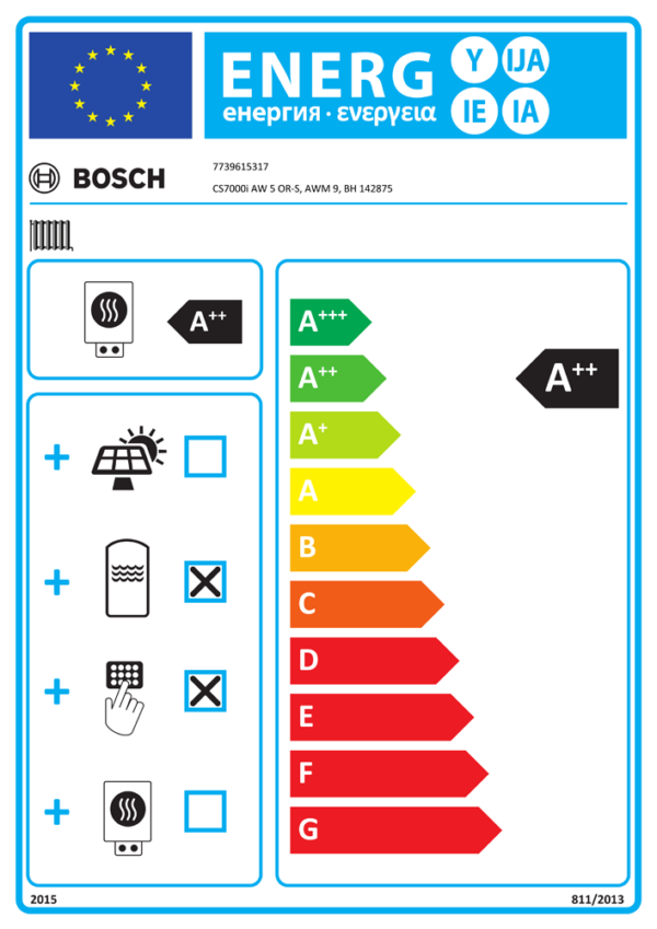 Bosch Wärmepumpen-Systempaket JUPA CS790 CS7000i AW 5 OR-S, AWM9, BH 120-5 1 A