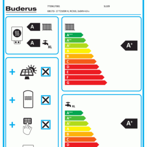 Buderus Gas Brennwert Kompaktheizung GB172i-17/24 T210SR mit Solaranlage, RC310