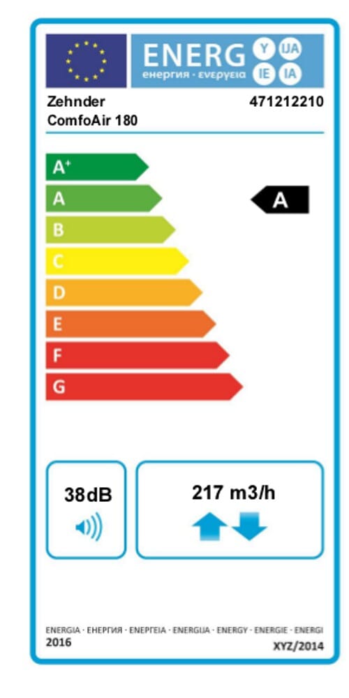 Zehnder zentrales Lüftungsgerät ComfoAir 180 ohne Bedieneinheit