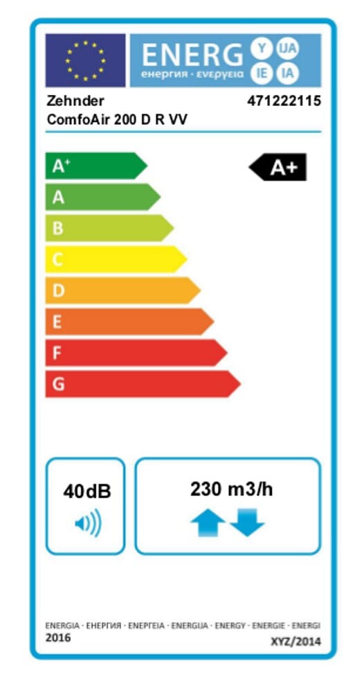 Zehnder zentrales Lüftungsgerät ComfoAir 200VR Luxe