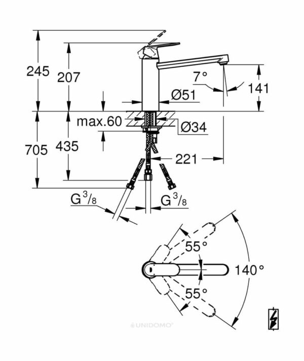 Grohe Einhebel-Spültisch-Batterie Eurosmart C Niederdruck