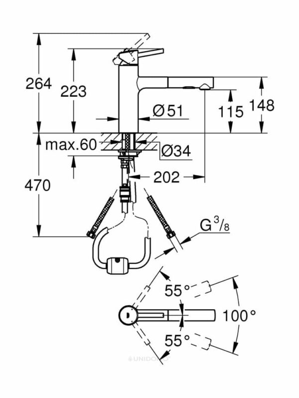 Grohe Küchenarmatur Concetto mittelhoch ausziehbare Spülbrause supersteel