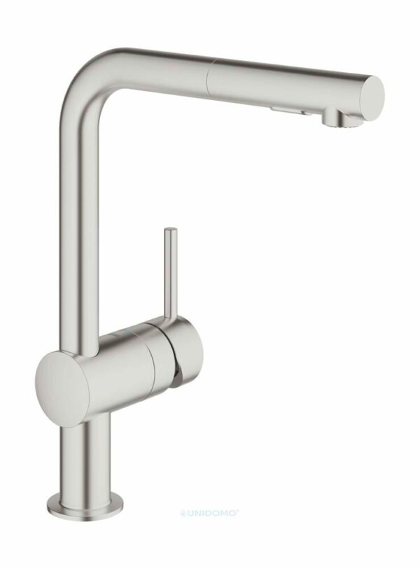 Grohe Küchenarmatur Minta L-Auslauf ausziehbare Spülbrause supersteel