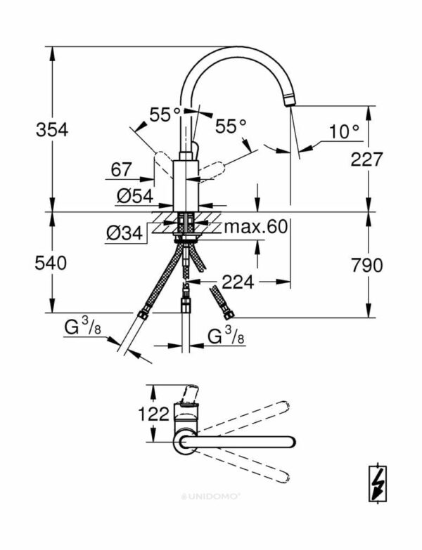 Grohe Einhebel-Spültisch-Batterie Eurostyle C hoher Auslauf Niederdruck