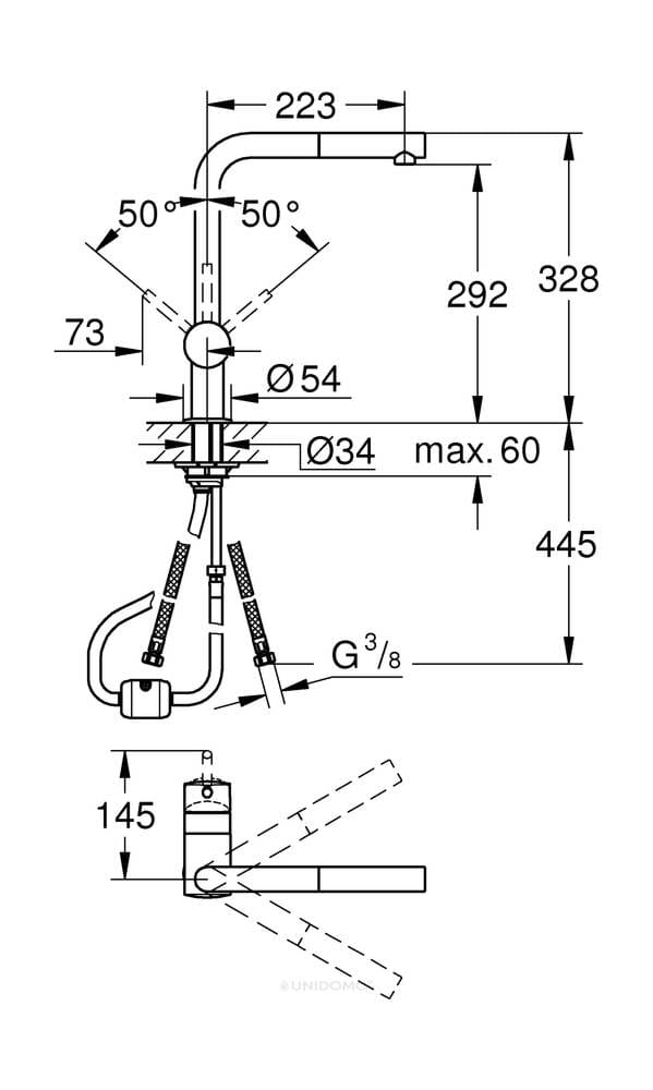 Grohe Küchenarmatur Minta herausziehbarer Mousseurauslauf supersteel