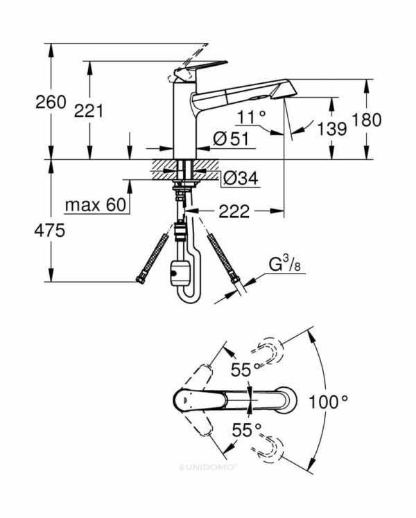 Grohe Einhebel-Spültisch-Batterie Eurodisc C flacher Auslauf Spülbrause ausziehbar