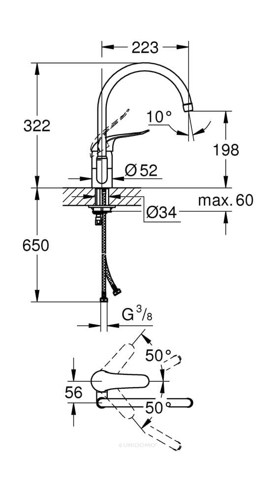 Grohe Küchenarmatur Euroeco Special hoher Auslauf