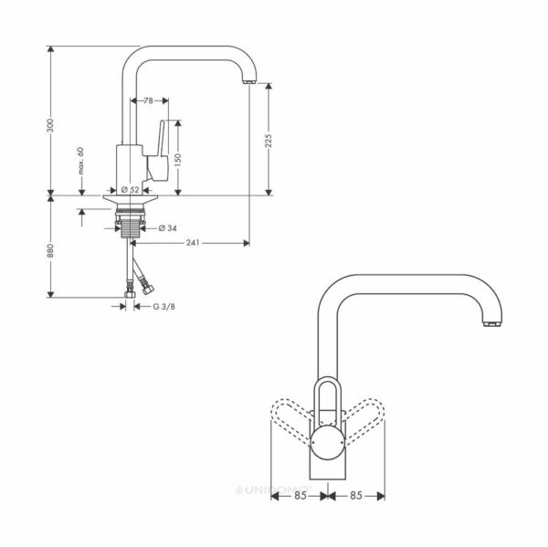 Hansgrohe Spültischmischer / Küchenarmatur Axor Uno