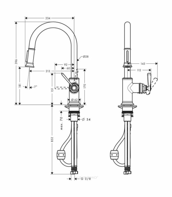 Hansgrohe Küchenarmatur Axor Montreux edelstahl-optik