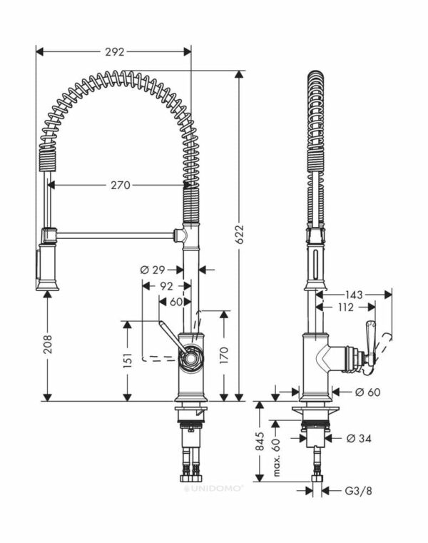 Hansgrohe Küchenarmatur Axor Montreux Semi-Pro edelstahl-optik