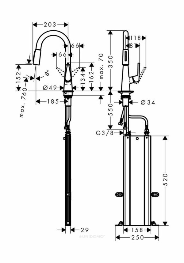 Hansgrohe Küchenarmatur 160 mit sBox Ausziehbrause M5116-H160 chrom