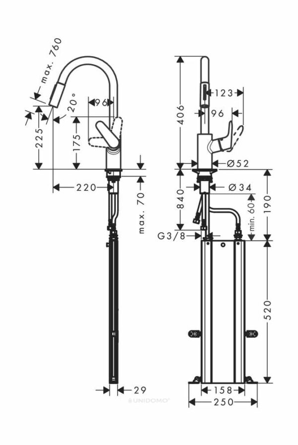 Hansgrohe Küchenarmatur 240 mit sBox Ausziehbrause M4116-H240ST edelstahl-optik