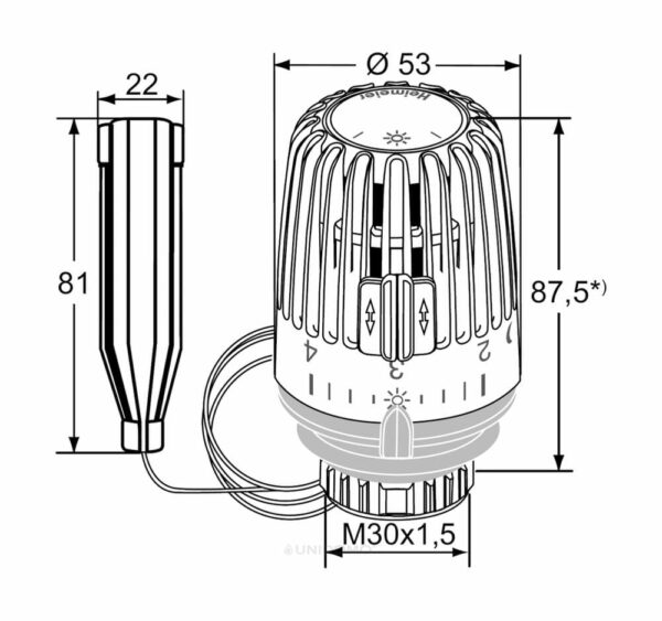 Heimeier Thermostatkopf K 6002-00500 weiss 2 Meter Fernfühler Kapillarrohr