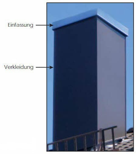 Schornsteinverkleidung Kopfabdeckung aus Aluminium Höhe 1250 mm für F90 Vermiculit