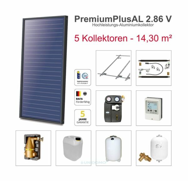 Solarbayer Solaranlage Plus AL Kollektorpaket 5 Ziegel Fläche 14,30 m²