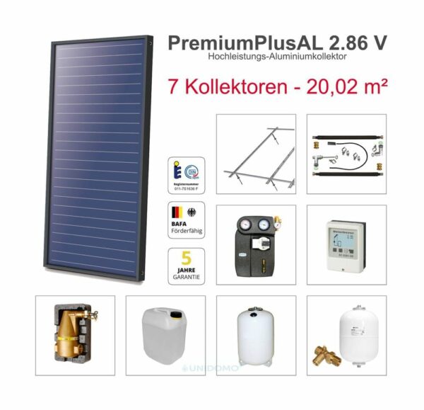 Solarbayer Solaranlage Plus AL Kollektorpaket 7 Stock Fläche 20,02 m²