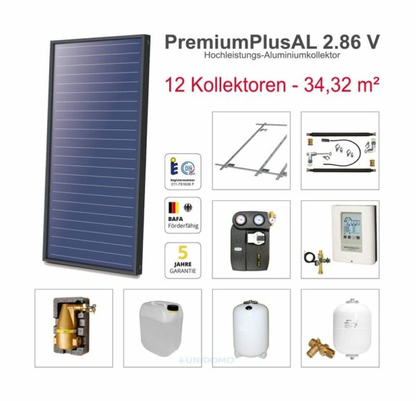 Solarbayer Solaranlage Plus AL Kollektorpaket 12 Ziegel Fläche 34,32 m²