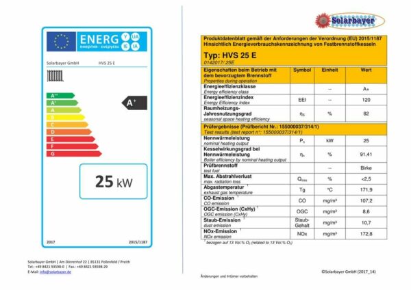 Solarbayer Holzvergaserset HVS E 25-3A Variante A